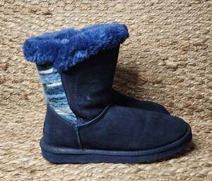 Lamo Water Stain-Resistant Blue Suede Boots Willow Faux Fur Lining Womens 9